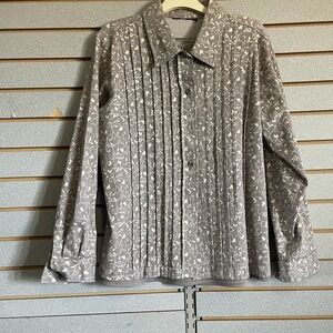 Denim & Co 2 Piece Set Medium Shirt Blouse Shirt-Long Sleeve Button Down Stretch